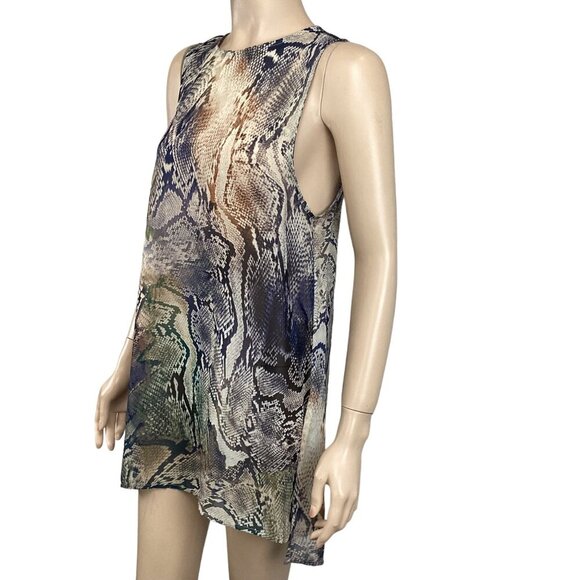 Show Me Your Mumu Snake Print Sleeveless Tunic Top Size Small Sheer Overlay - Picture 4 of 7